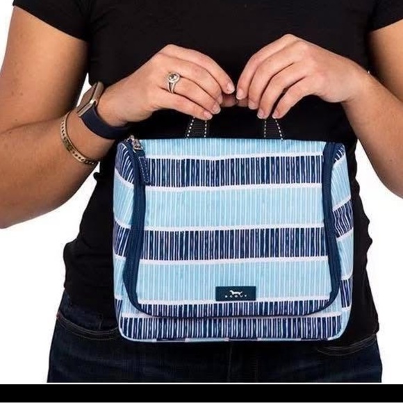 Scout Handbags - Scout Blue and White Striped hanging toiletry bag